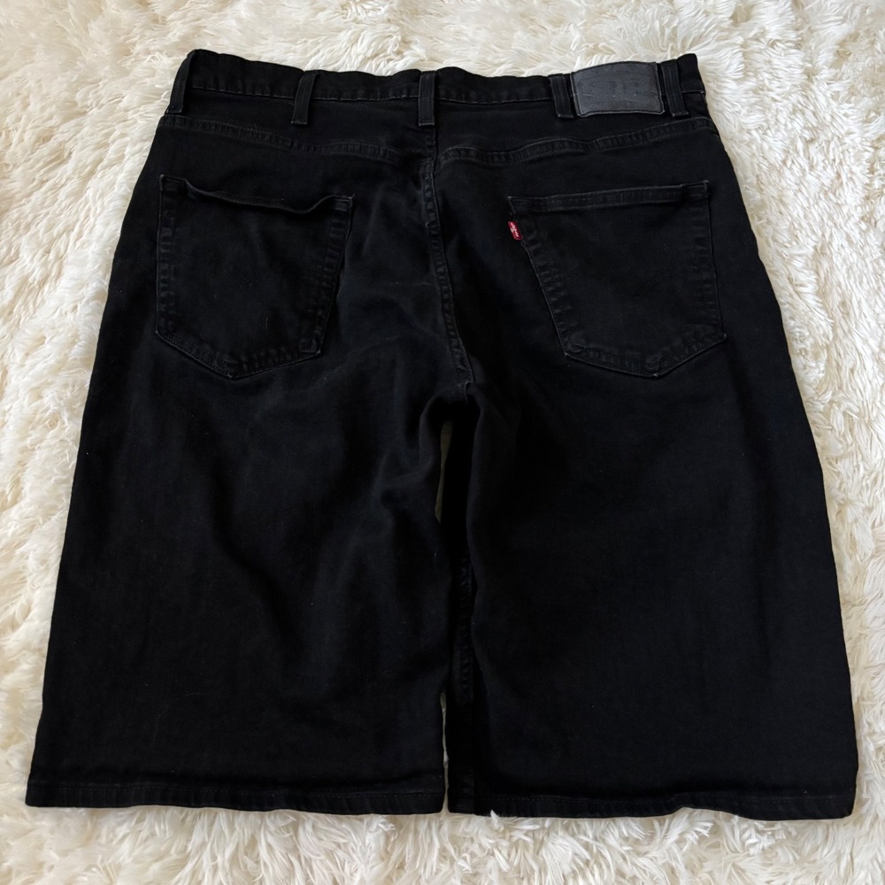 Levis 569 Loose Straight Black Denim Shorts Mens Size 38 Relaxed Fit Jean Shorts
